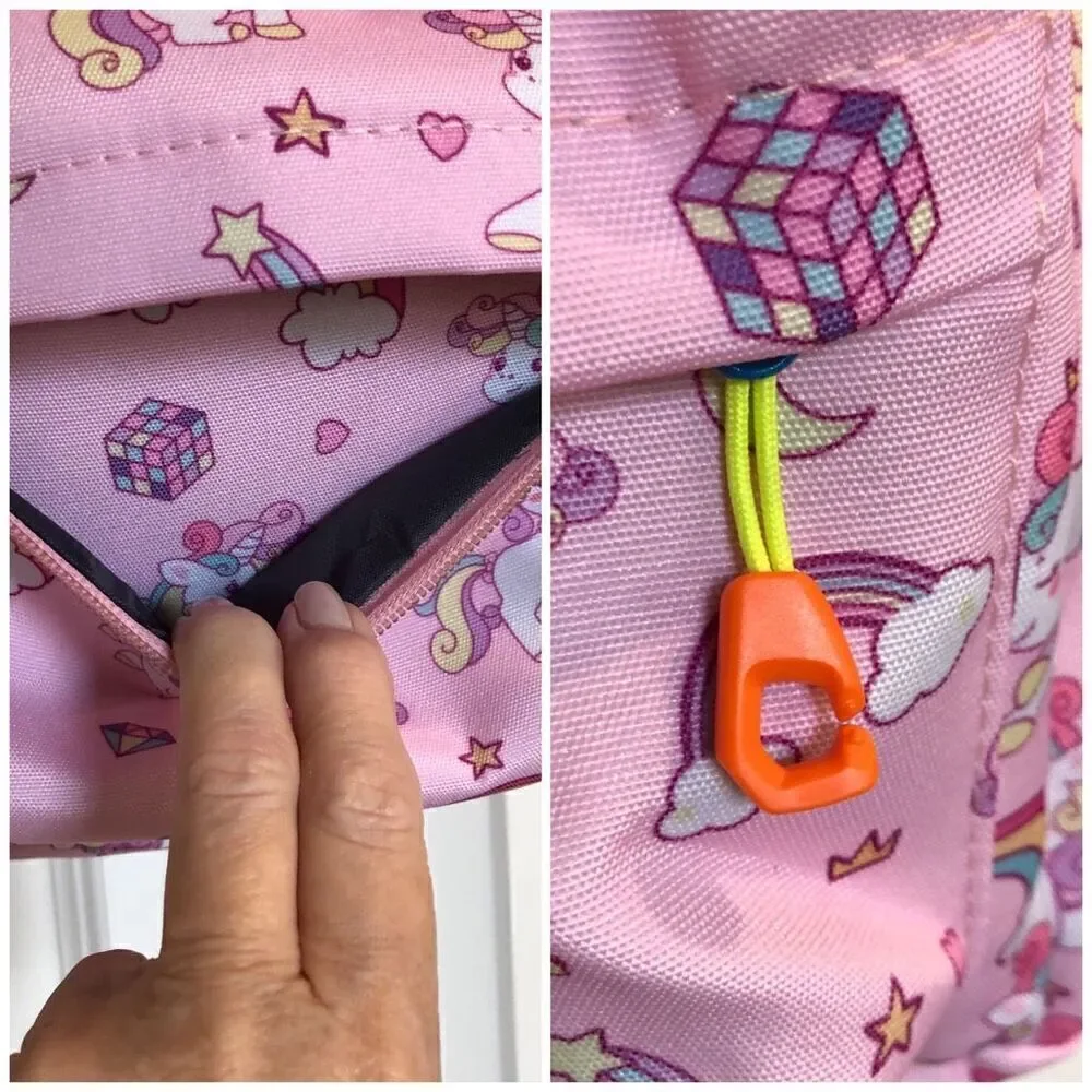 ACCMOR - NWT - Little Girls Canvas Backpack. Rainbows & Unicorns/Pink & Lavender